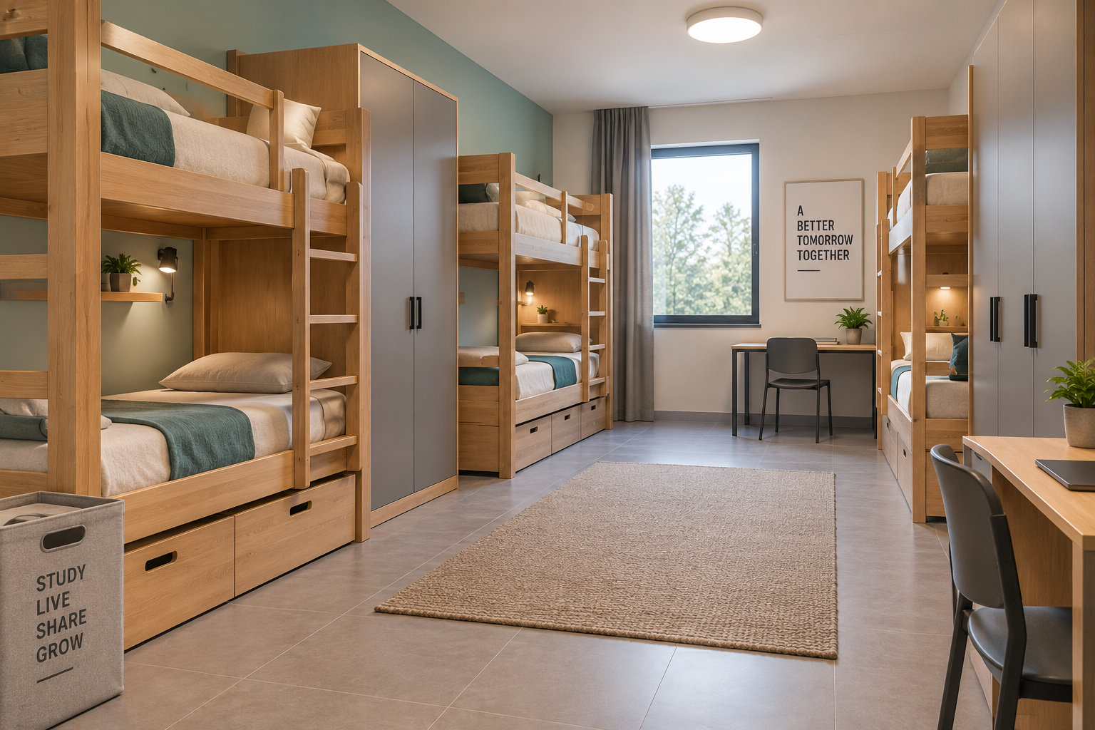 Student Dormitory Furniture | Wooden Bunk Beds & Wardrobes