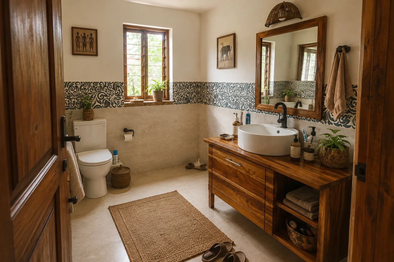Custom Natural Wood Hotel Bathroom Furniture