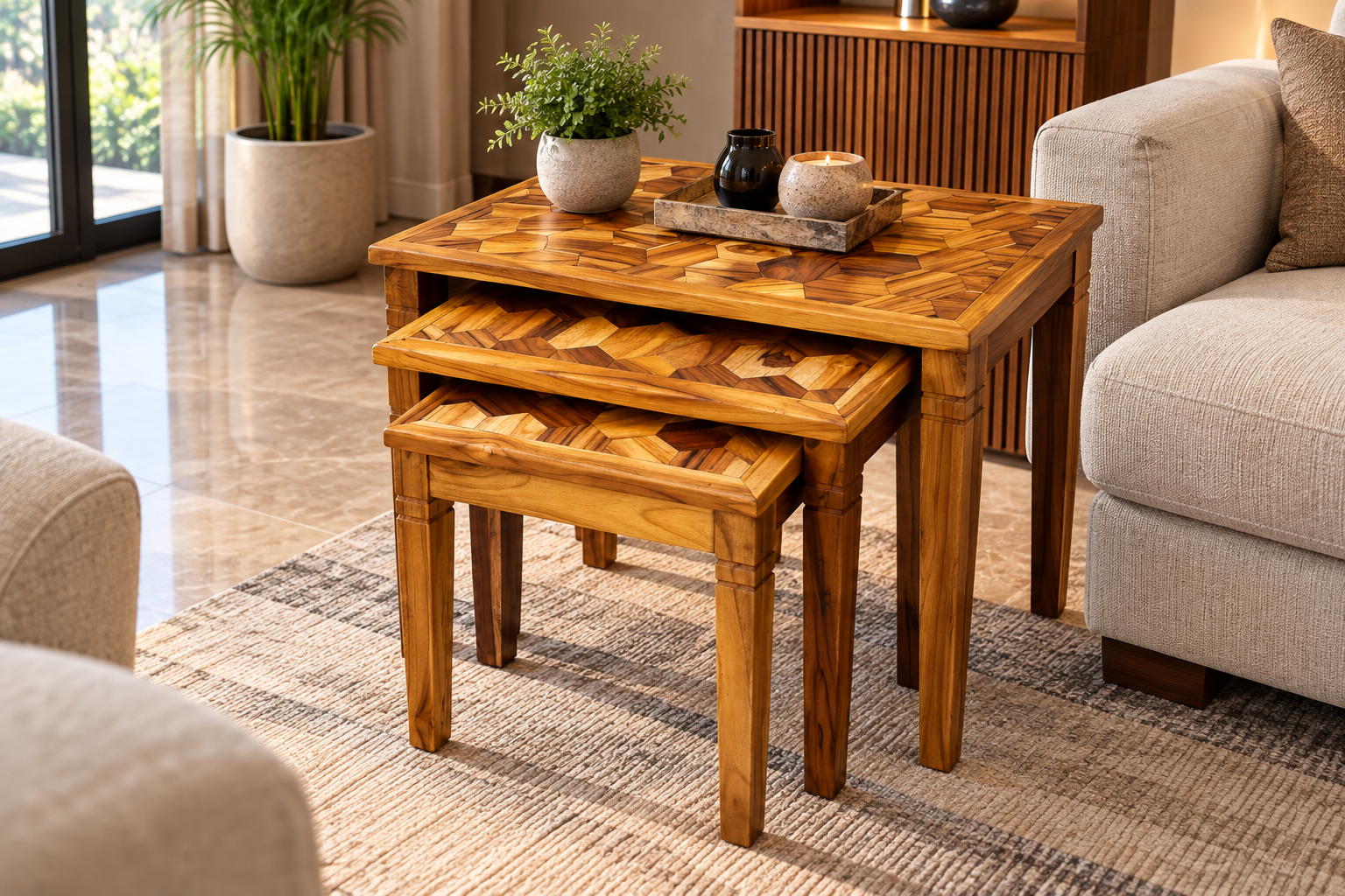 Handmade Wooden Nesting Tables in Dar es Salaam | StarDecor